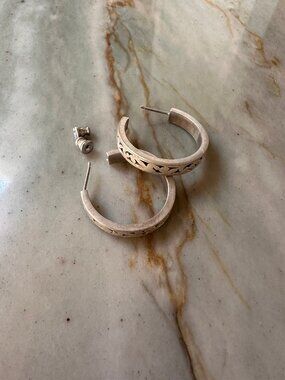 Lois Hill Style Sterling Cutout Filigree C-Hoop Earrings